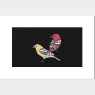 Pair of Pine Grosbeaks Posters and Art